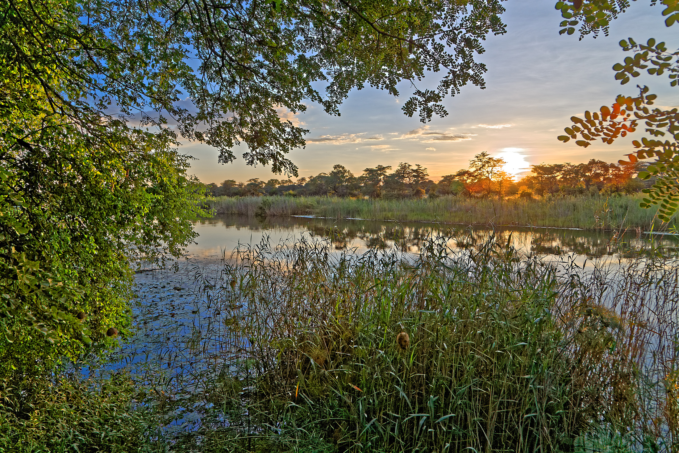 Sunset at Kwando Camp